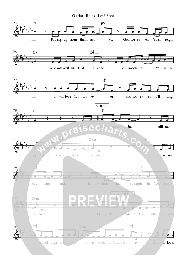 Glorious Ruins Lead Sheet (Hillsong Worship)