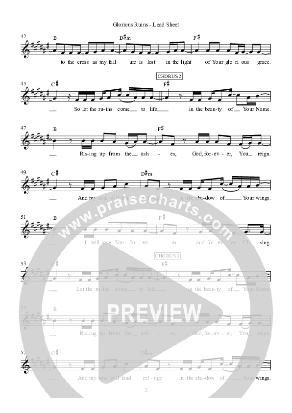 Glorious Ruins Lead Sheet (Hillsong Worship)