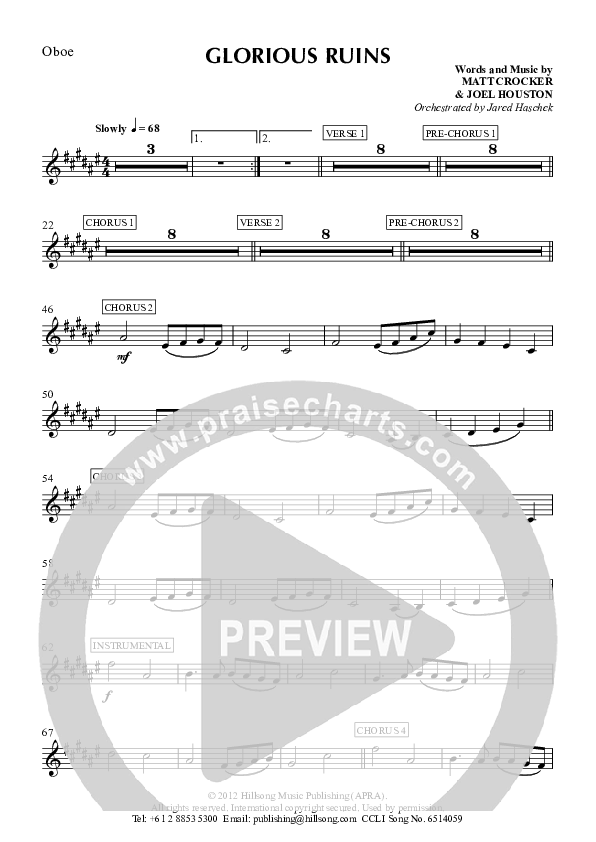 Glorious Ruins Oboe (Hillsong Worship)