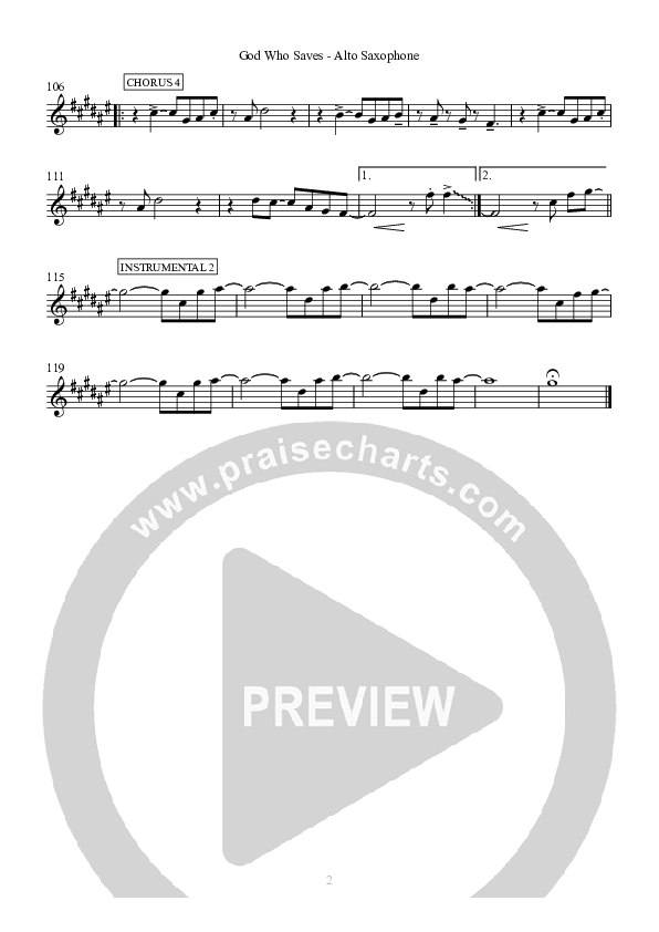 God Who Saves Alto Sax (Hillsong Worship)
