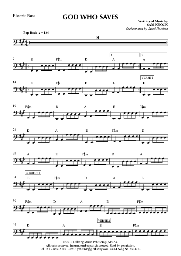 God Who Saves Bass Guitar (Hillsong Worship)