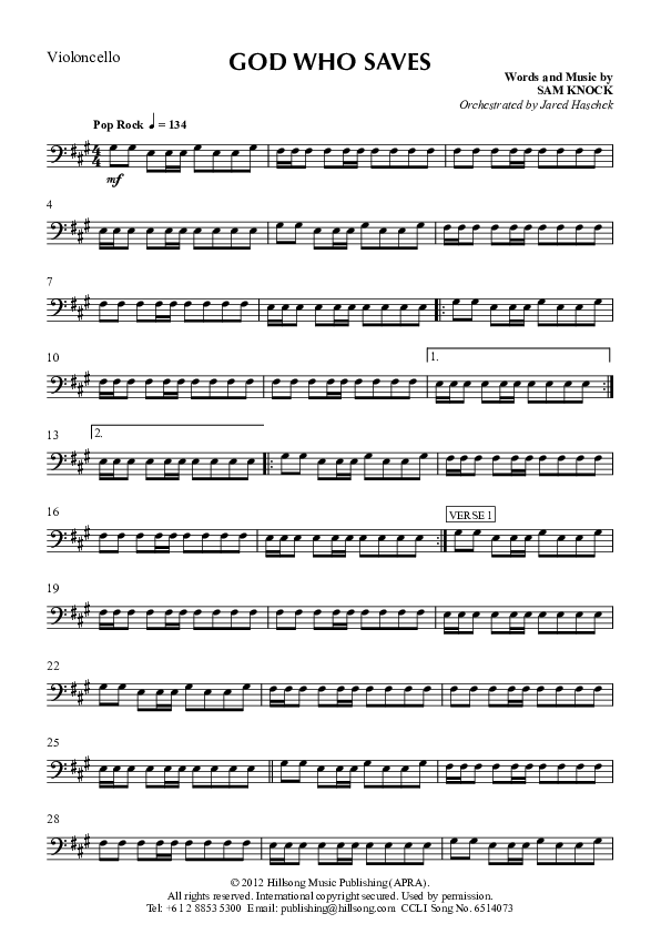 God Who Saves Cello (Hillsong Worship)