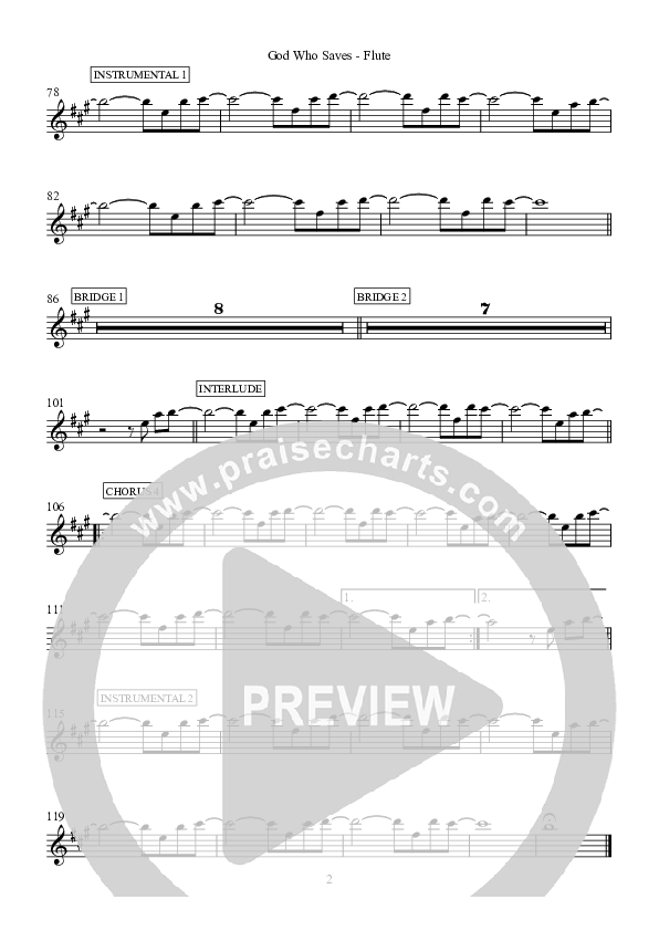 God Who Saves Flute (Hillsong Worship)