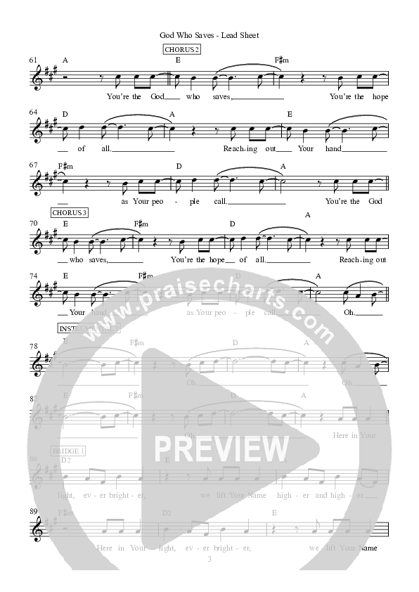 God Who Saves Lead Sheet (Hillsong Worship)