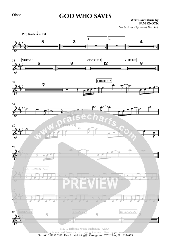 God Who Saves Oboe (Hillsong Worship)