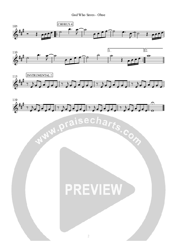 God Who Saves Oboe (Hillsong Worship)