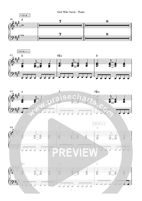 God Who Saves Piano Sheet (Hillsong Worship)