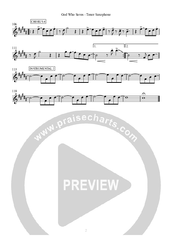 God Who Saves Tenor Sax 2 (Hillsong Worship)