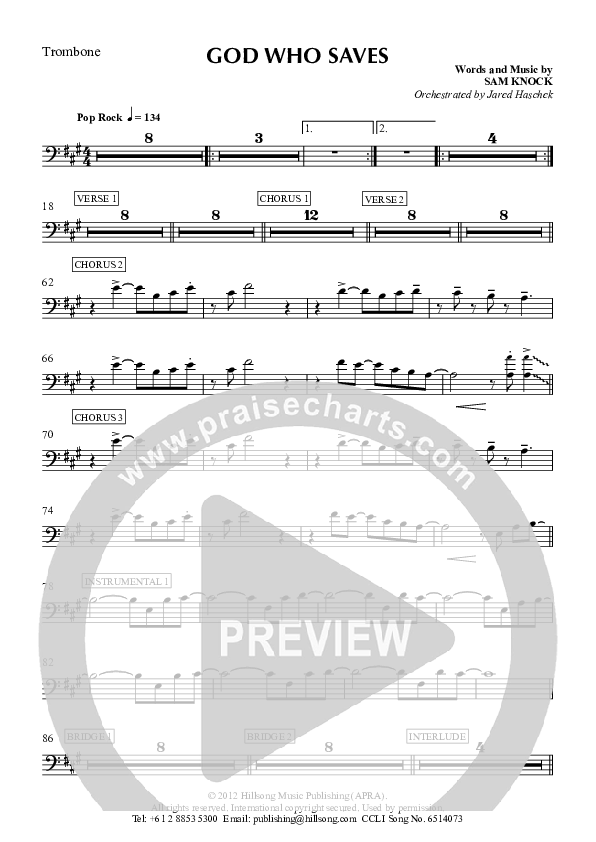 God Who Saves Trombone (Hillsong Worship)