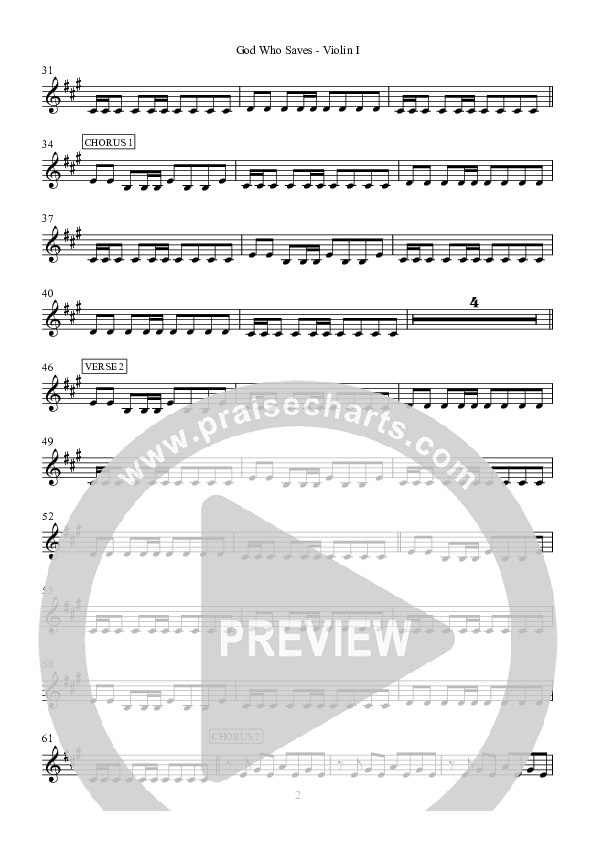 God Who Saves Violin 1 (Hillsong Worship)