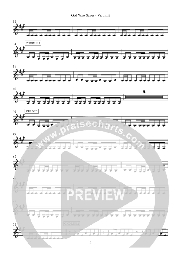 God Who Saves Violin 2 (Hillsong Worship)
