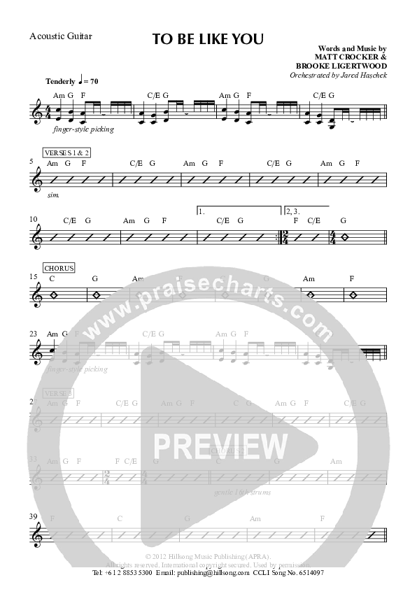 To Be Like You Acoustic Guitar (Hillsong Worship)