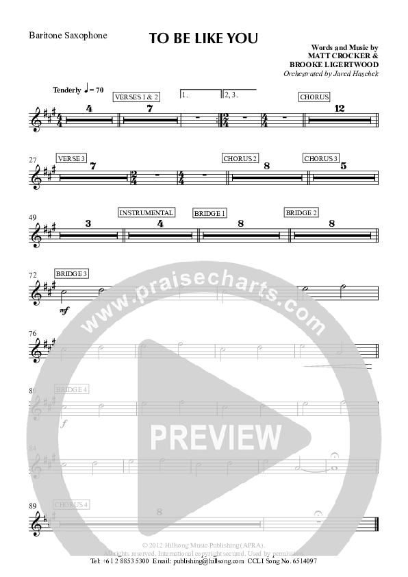 To Be Like You Bari Sax (Hillsong Worship)