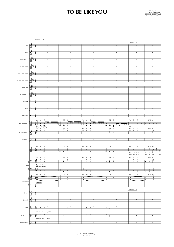 To Be Like You Conductor's Score (Hillsong Worship)