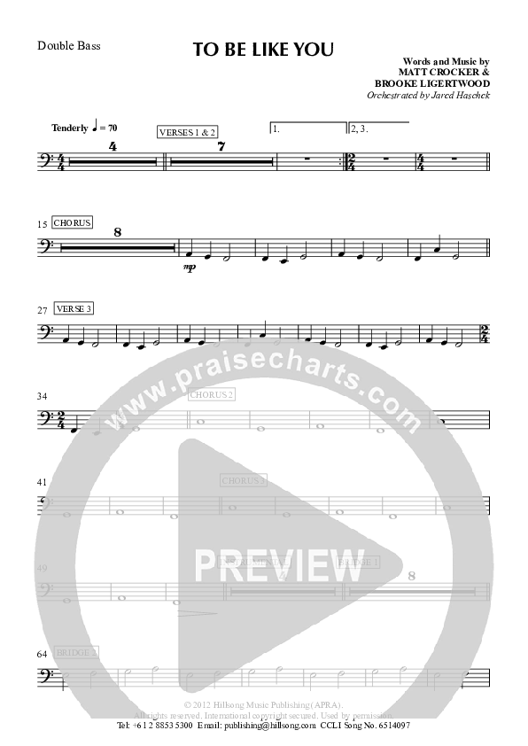 To Be Like You Double Bass (Hillsong Worship)