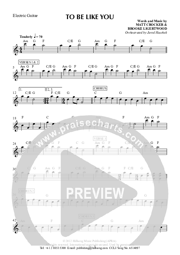 To Be Like You Electric Guitar (Hillsong Worship)