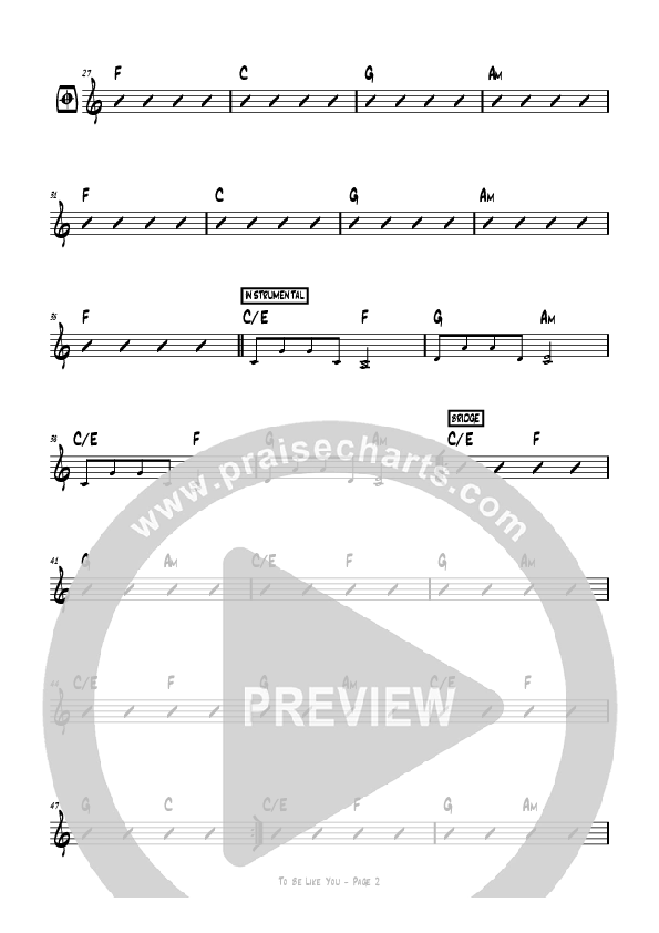 To Be Like You Rhythm Chart (Hillsong Worship)