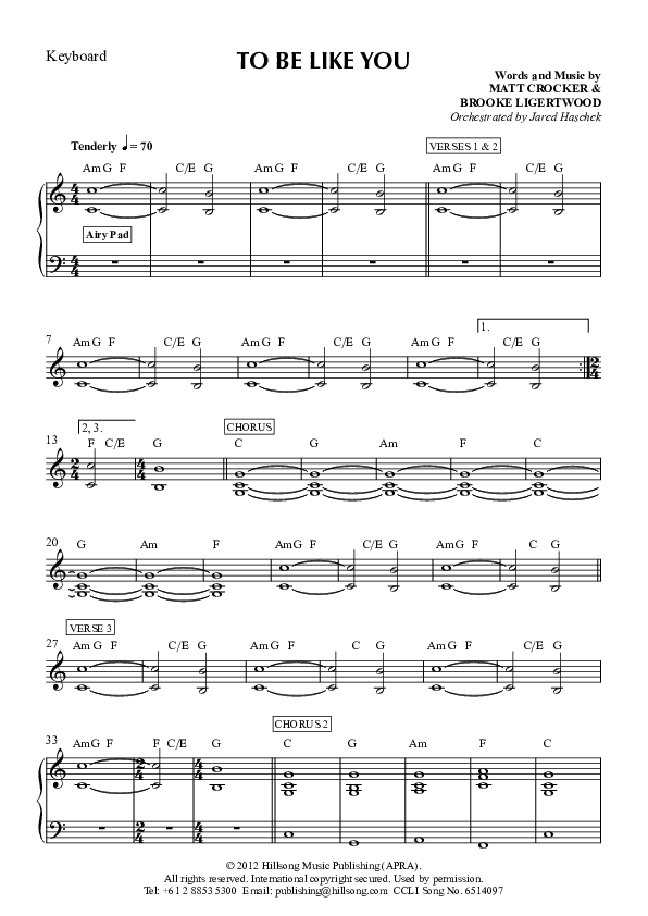 To Be Like You Synth (Hillsong Worship)