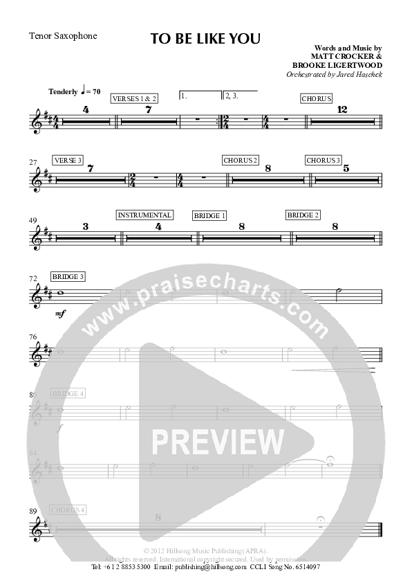 To Be Like You Tenor Sax 2 (Hillsong Worship)