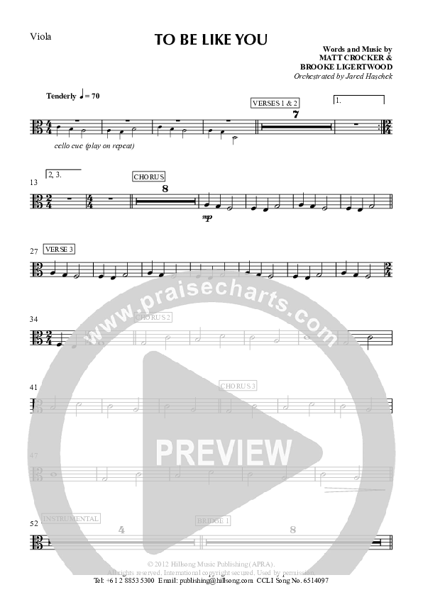 To Be Like You Viola (Hillsong Worship)