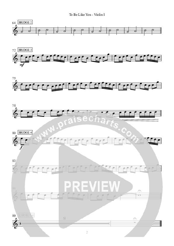 To Be Like You Violin 1 (Hillsong Worship)