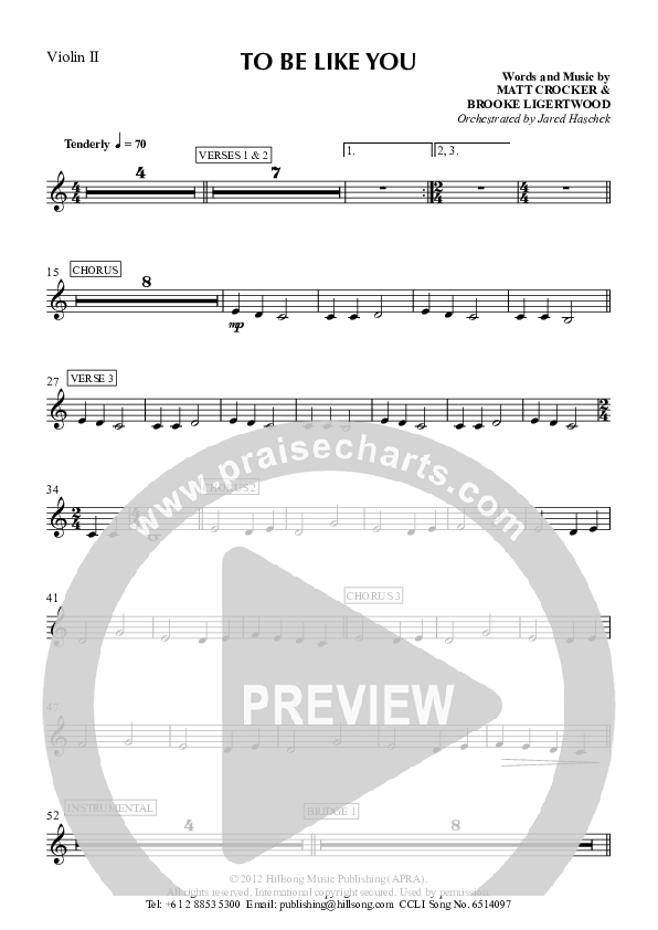 To Be Like You Violin 2 (Hillsong Worship)