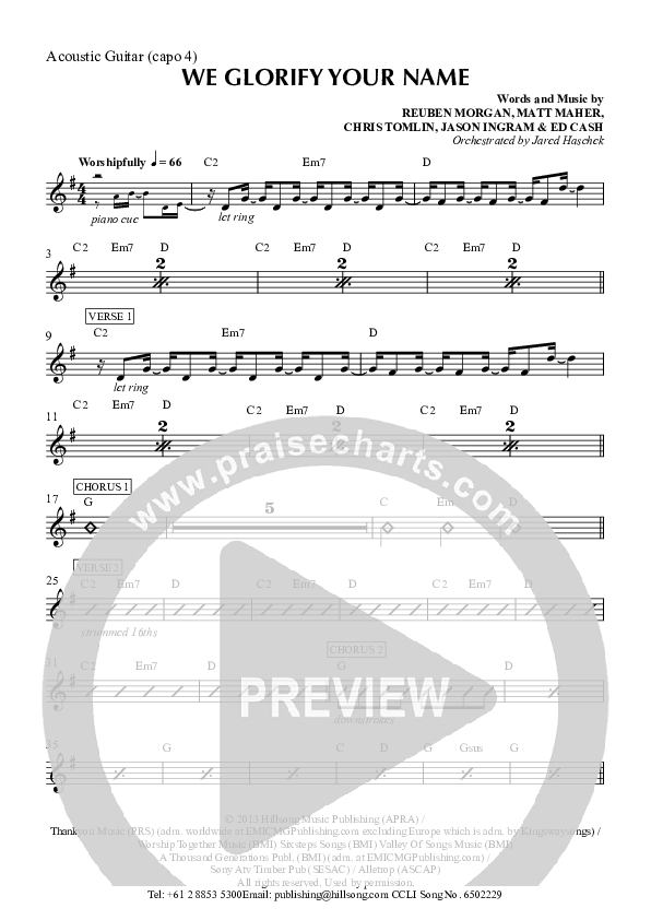 We Glorify Your Name Acoustic Guitar (Hillsong Worship)