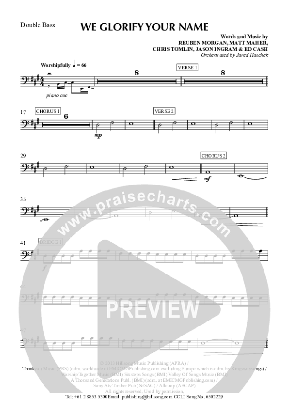 We Glorify Your Name Double Bass (Hillsong Worship)