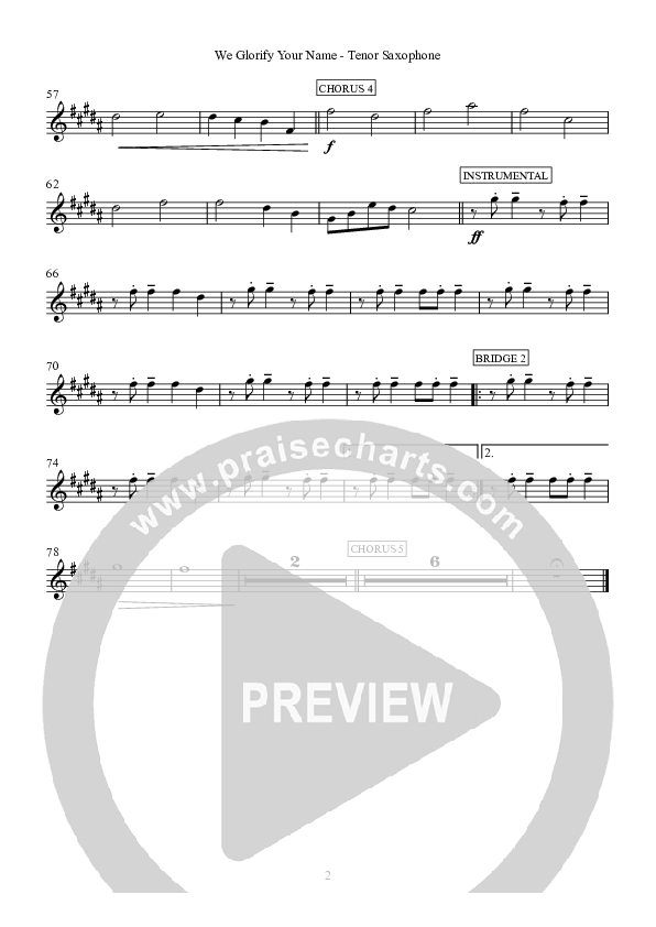 We Glorify Your Name Tenor Sax 2 (Hillsong Worship)