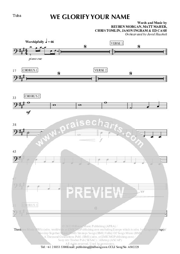 We Glorify Your Name Tuba (Hillsong Worship)