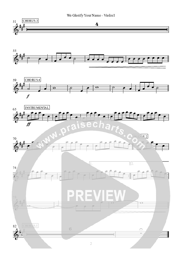 We Glorify Your Name Violin 1 (Hillsong Worship)