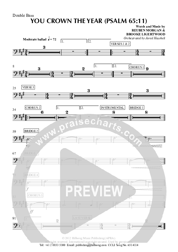 You Crown The Year Double Bass (Hillsong Worship)