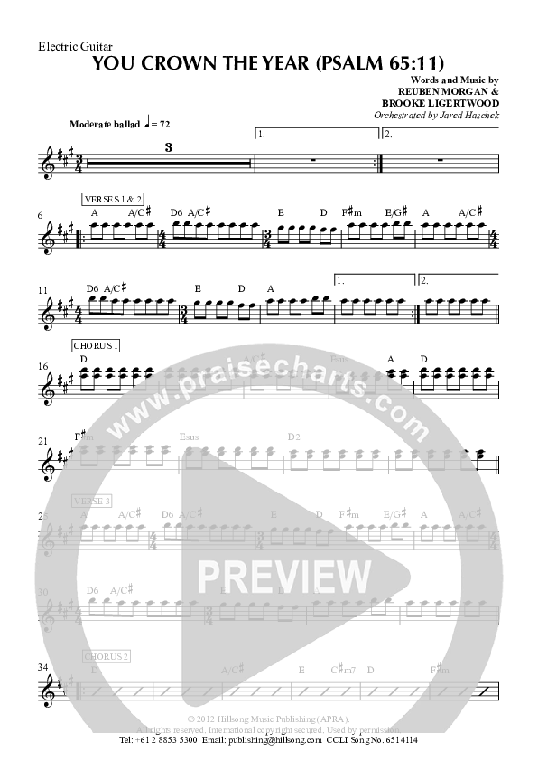 You Crown The Year Electric Guitar (Hillsong Worship)