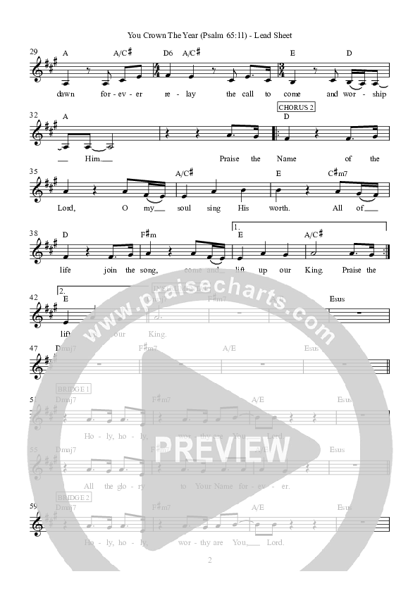 You Crown The Year Lead Sheet (Hillsong Worship)