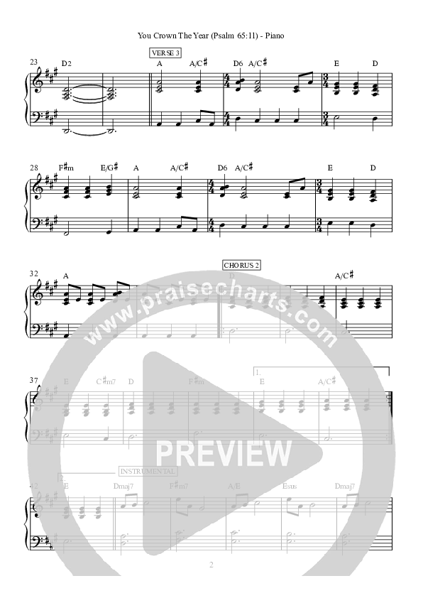 You Crown The Year Piano Sheet (Hillsong Worship)