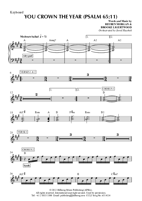 You Crown The Year Synth (Hillsong Worship)