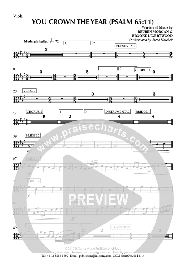 You Crown The Year Viola (Hillsong Worship)