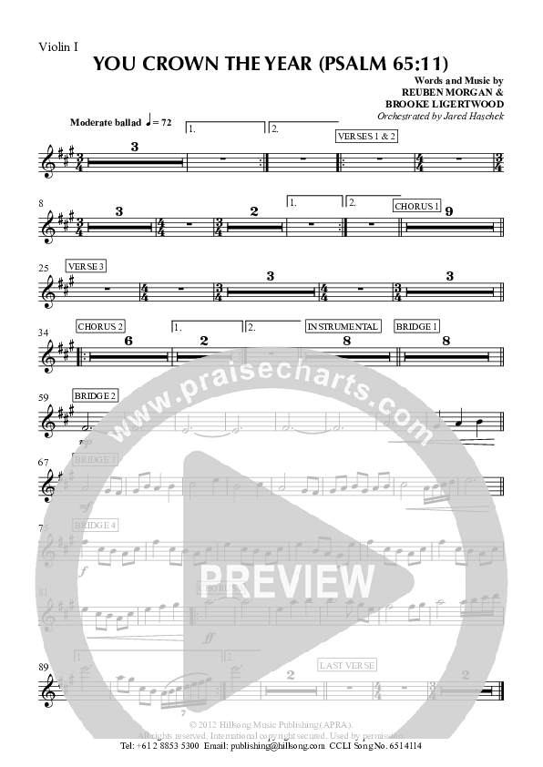You Crown The Year Violin 1 (Hillsong Worship)