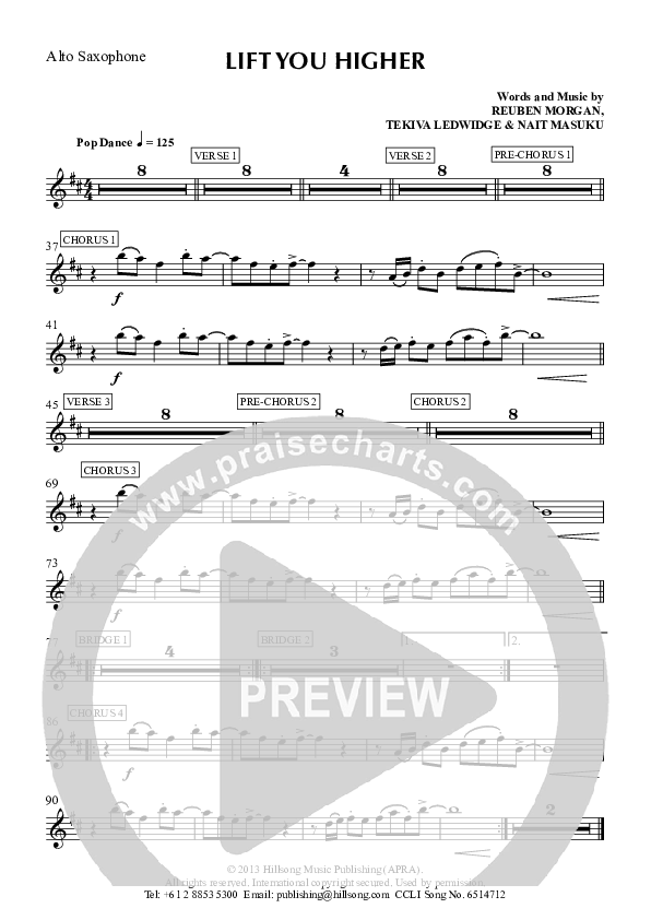 Lift You Higher Alto Sax (Hillsong Worship)