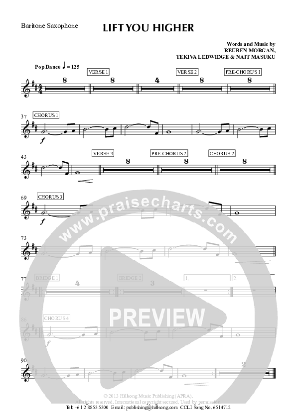 Lift You Higher Bari Sax (Hillsong Worship)