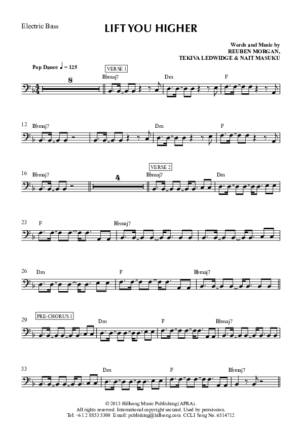 Lift You Higher Bass Guitar (Hillsong Worship)