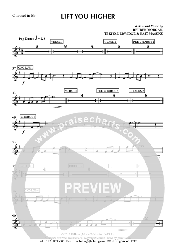Lift You Higher Clarinet (Hillsong Worship)