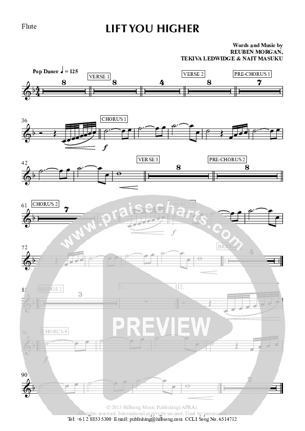 Lift You Higher Flute (Hillsong Worship)