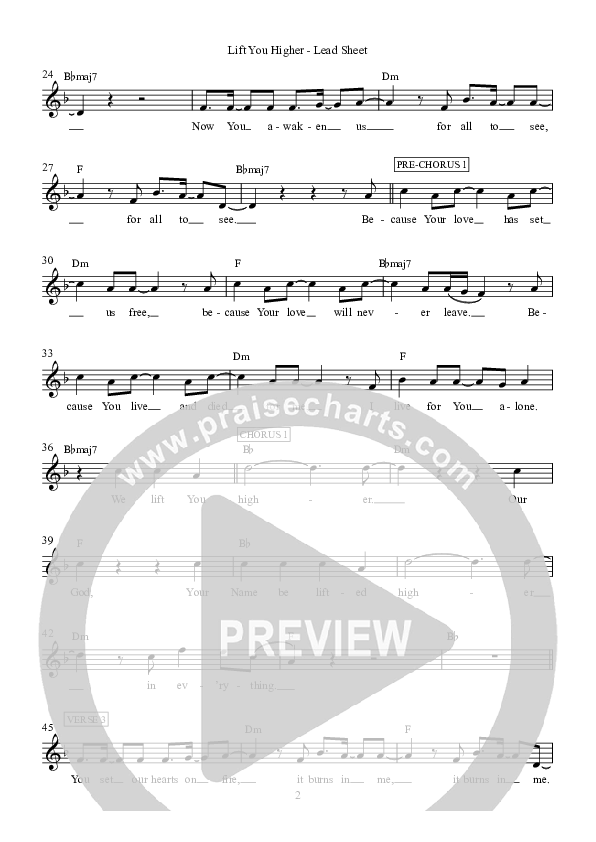 Lift You Higher Lead Sheet (Hillsong Worship)