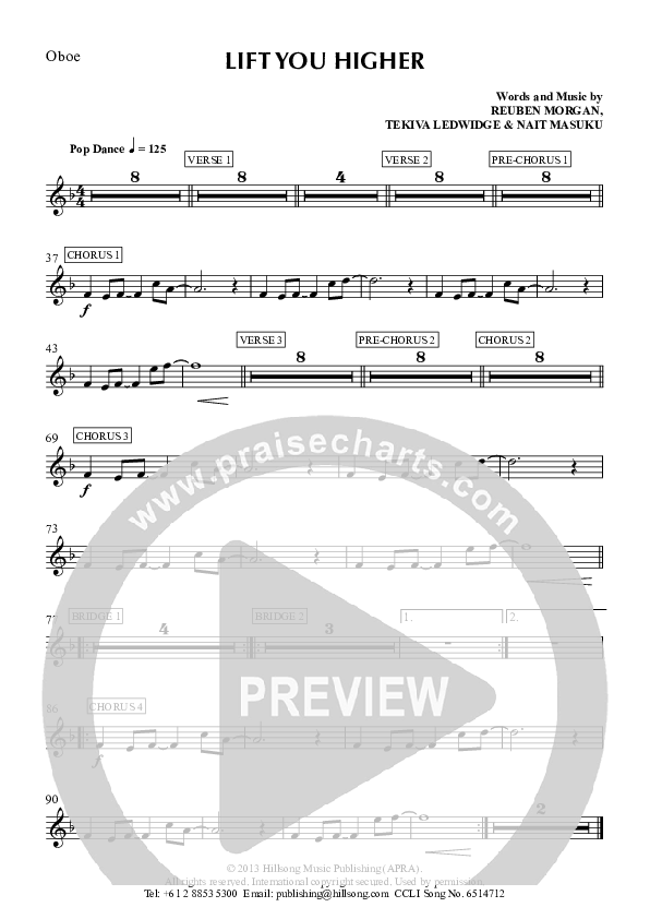 Lift You Higher Oboe (Hillsong Worship)