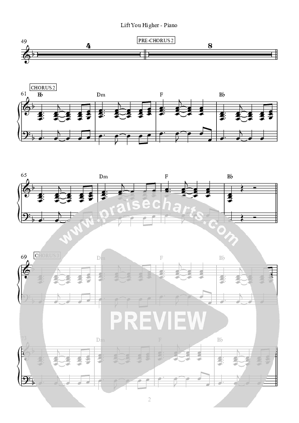 Lift You Higher Piano Sheet (Hillsong Worship)