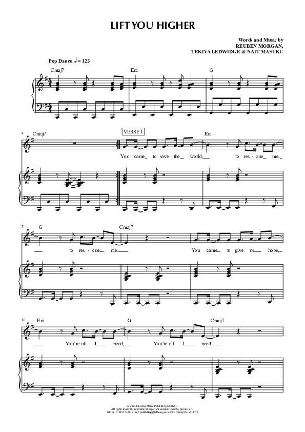 Lift You Higher Lead Sheet (Hillsong Worship)