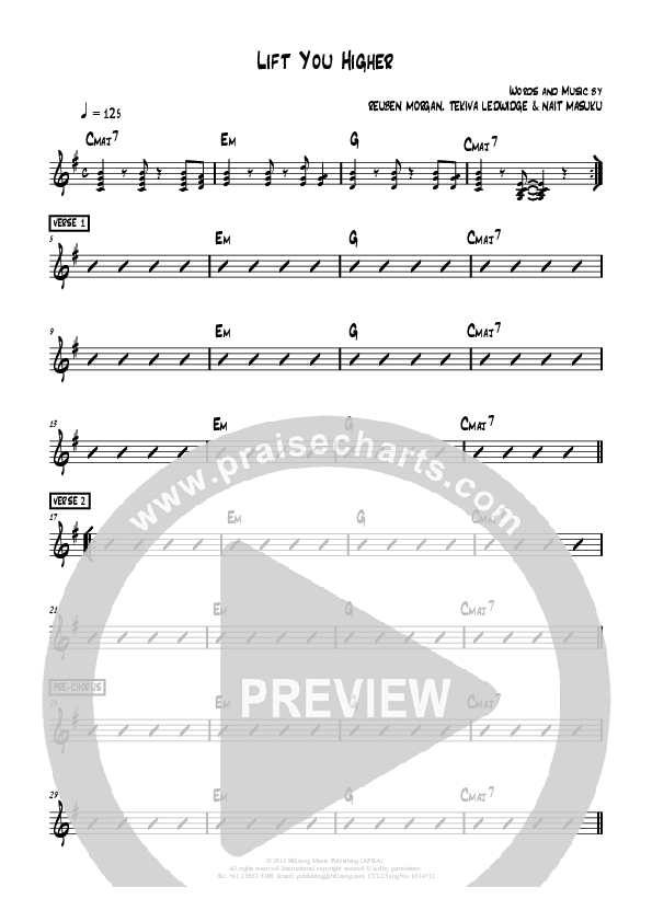 Lift You Higher Rhythm Chart (Hillsong Worship)