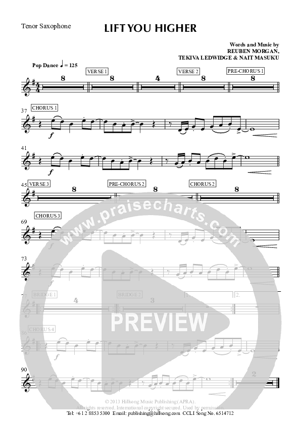 Lift You Higher Tenor Sax 2 (Hillsong Worship)