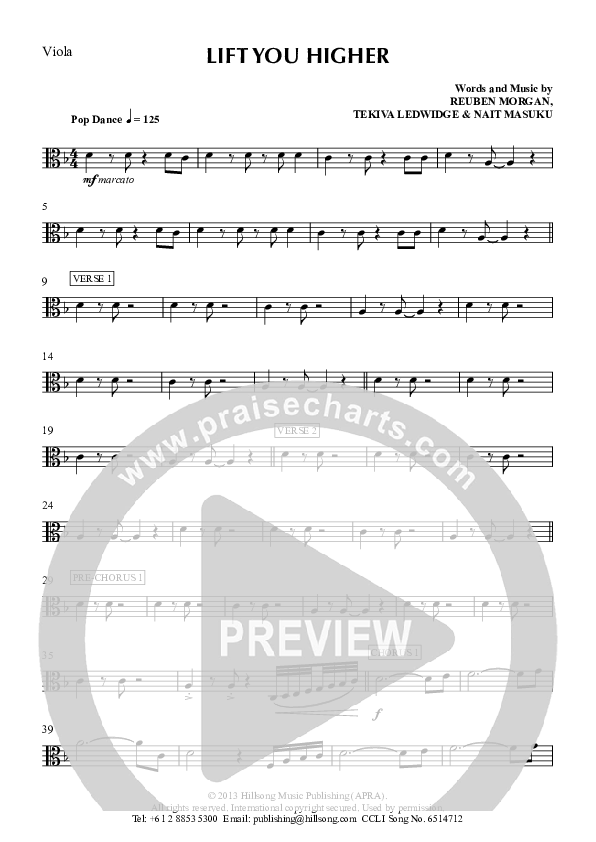 Lift You Higher Viola (Hillsong Worship)